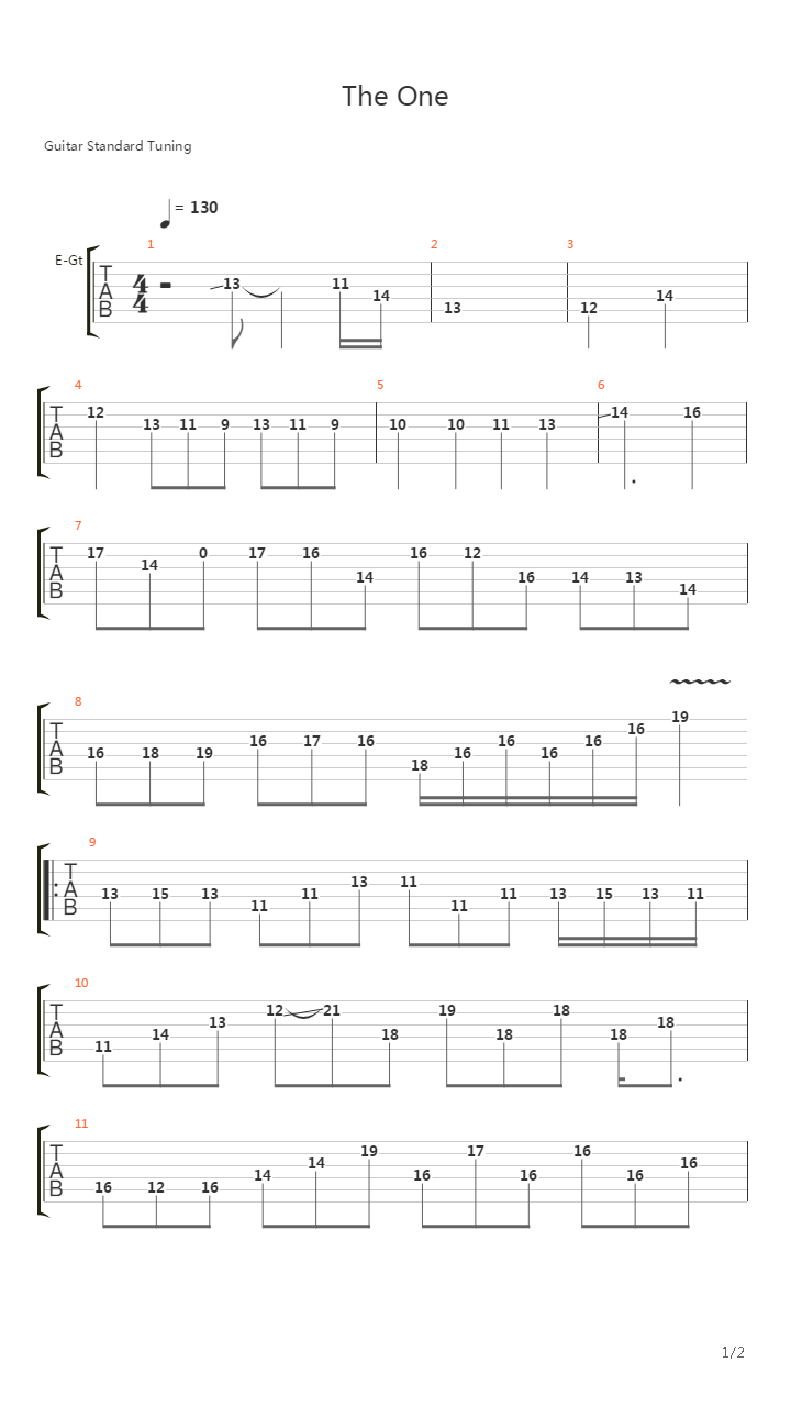 The One 2016吉他谱
