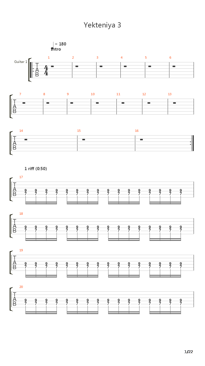 Yekteniya 3吉他谱