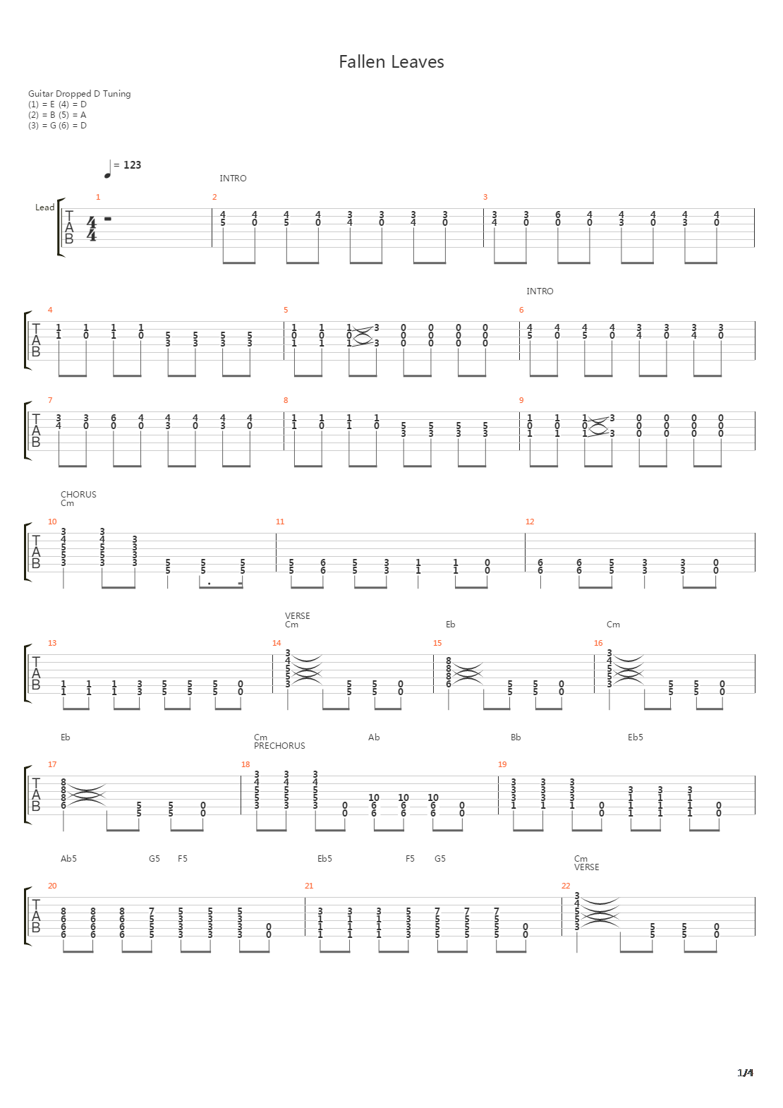 Fallen Leaves吉他谱