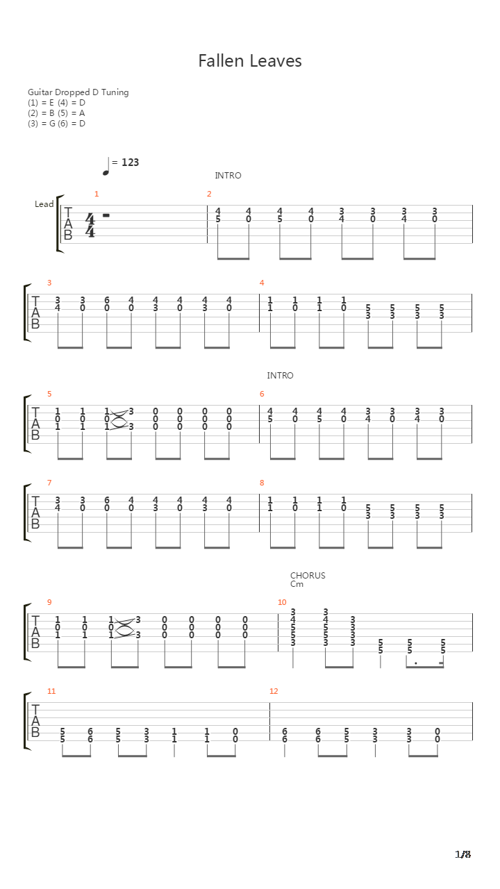 Fallen Leaves吉他谱