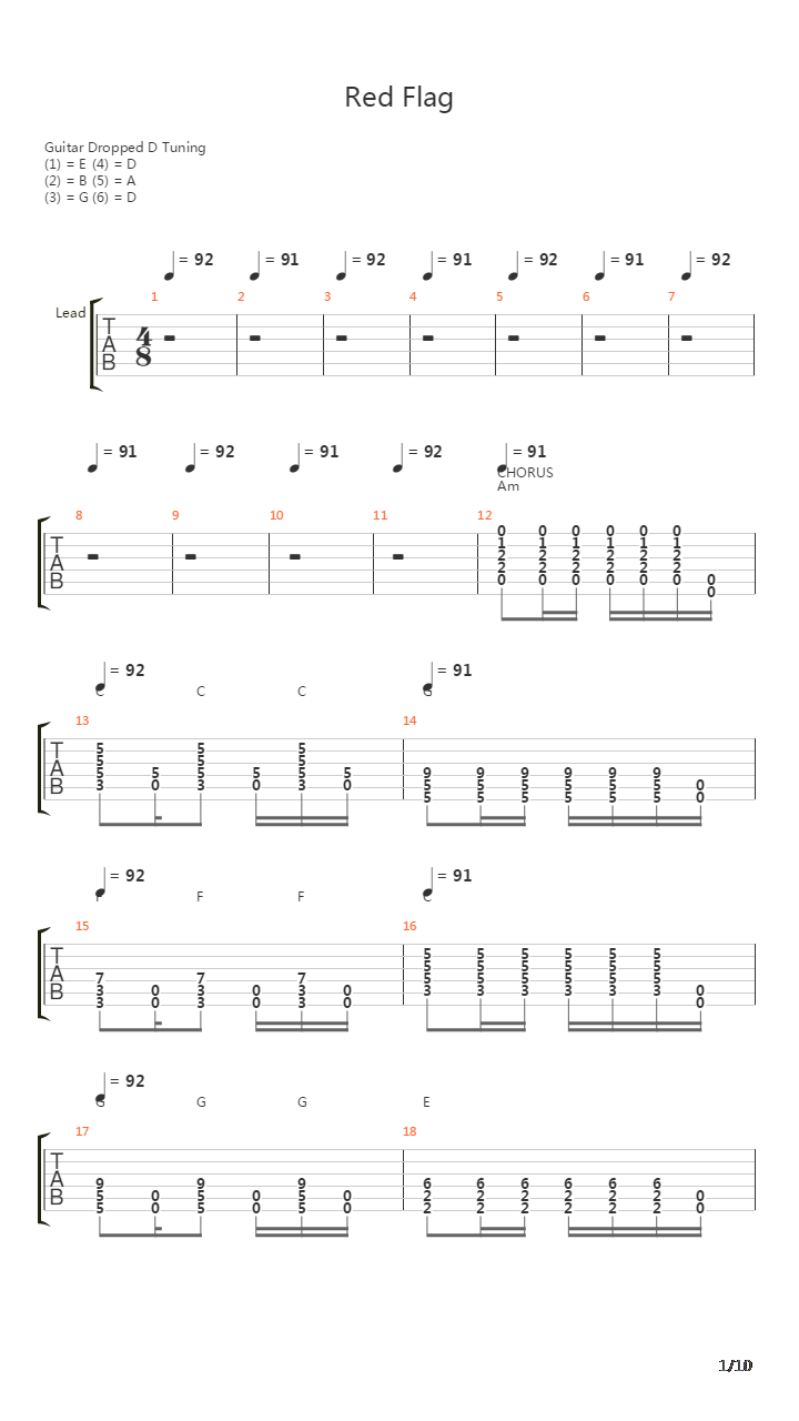 Red Flag吉他谱