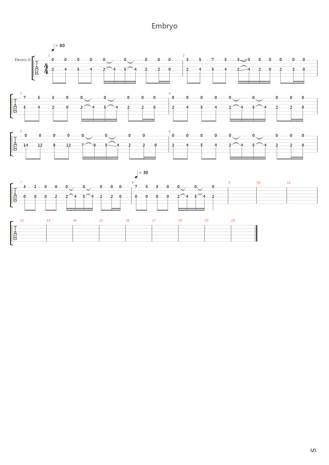 Embryo吉他谱