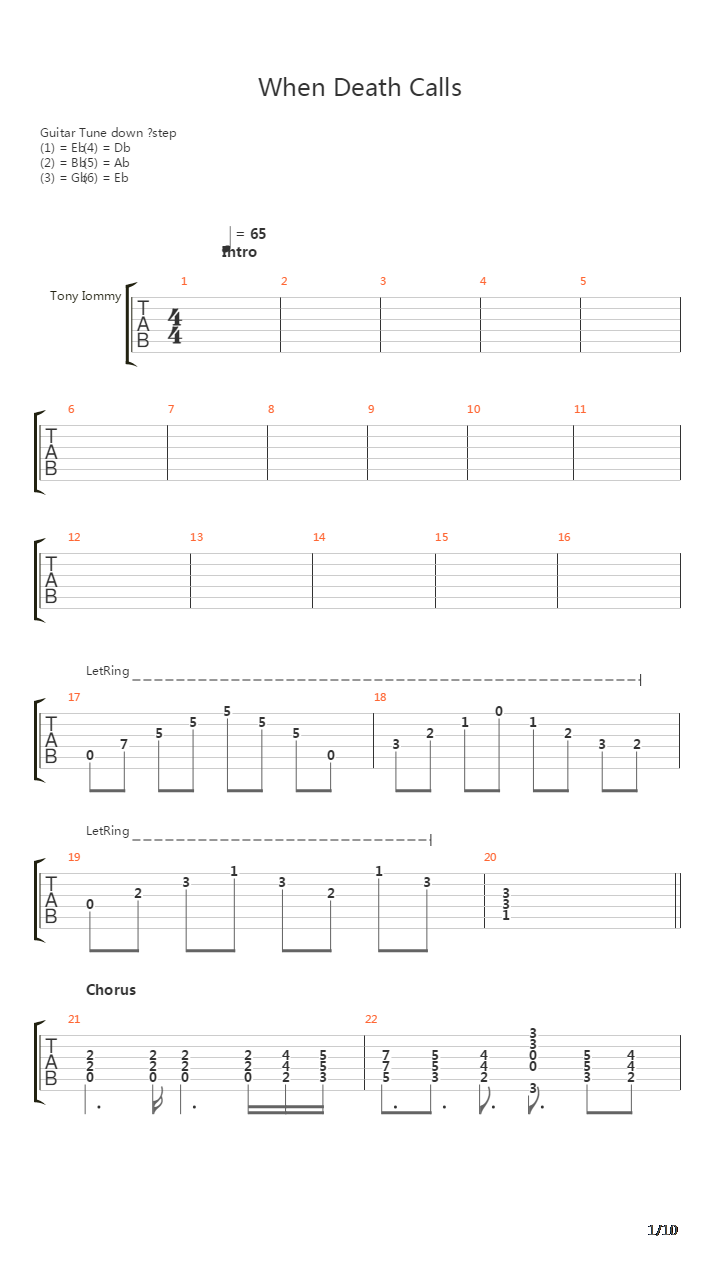 When Death Calls吉他谱