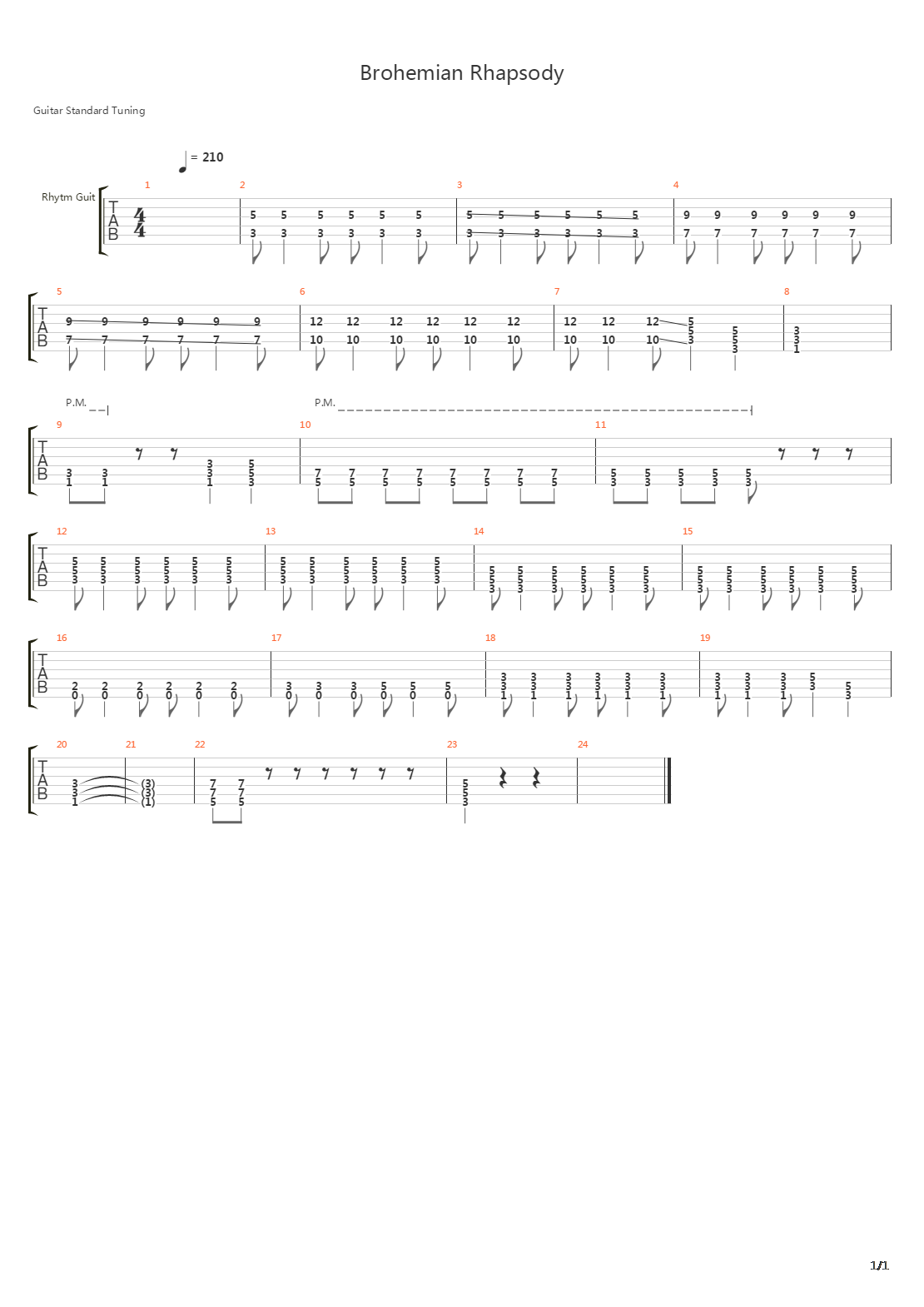 Brohemian Rhapsody吉他谱