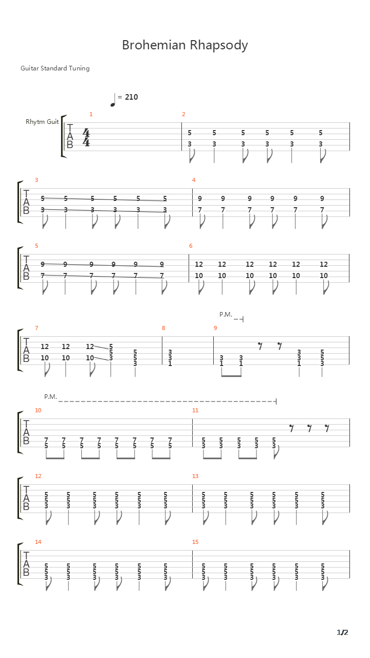 Brohemian Rhapsody吉他谱
