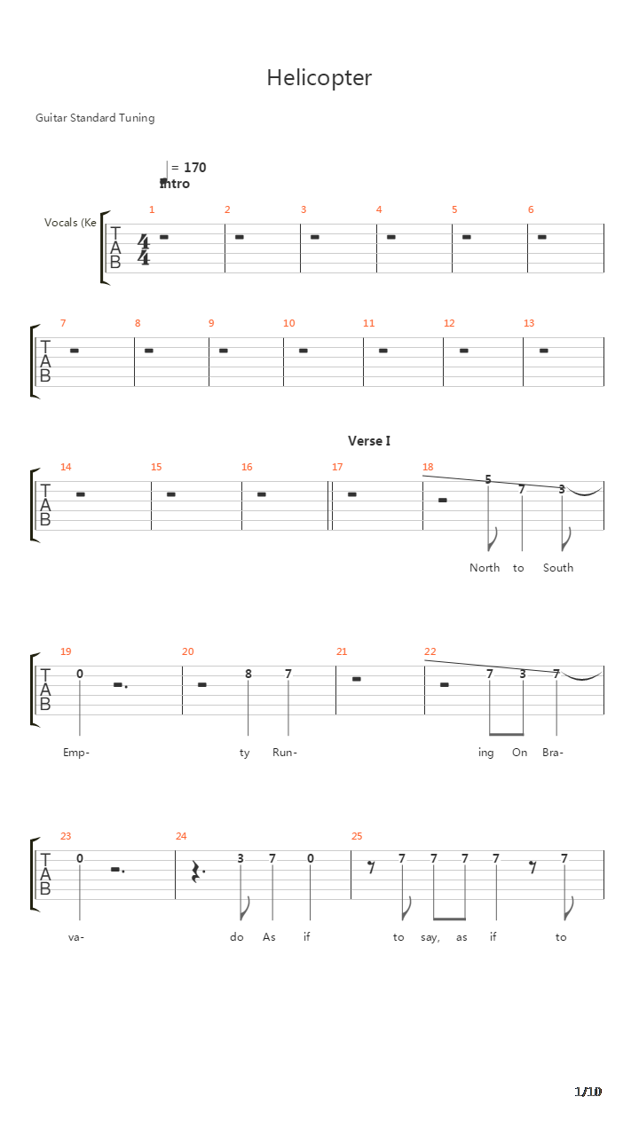 Helicopter吉他谱