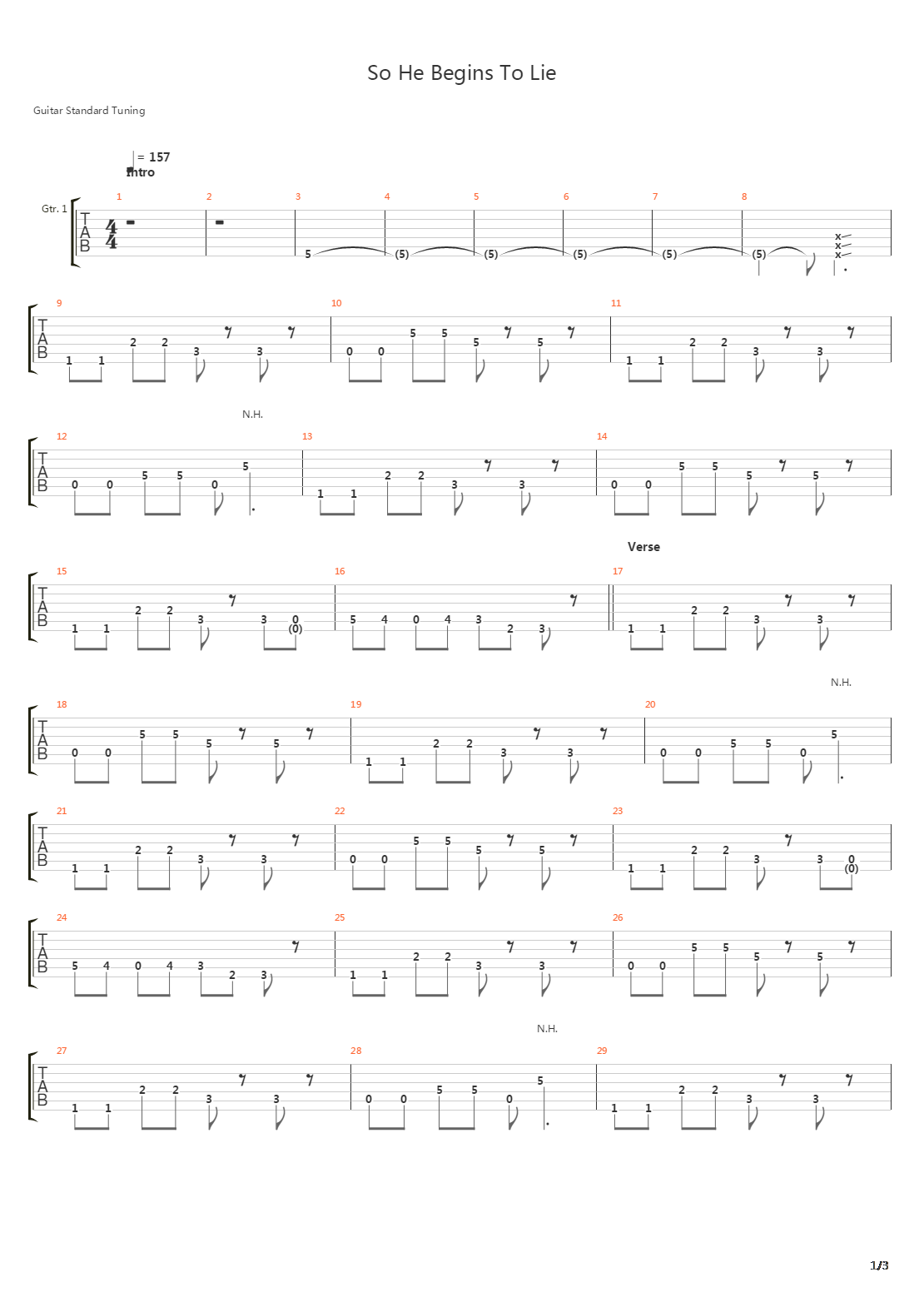So He Begins To Lie吉他谱