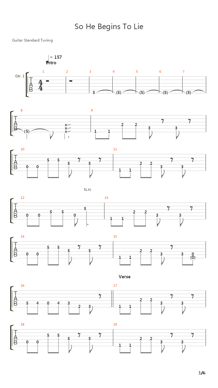 So He Begins To Lie吉他谱