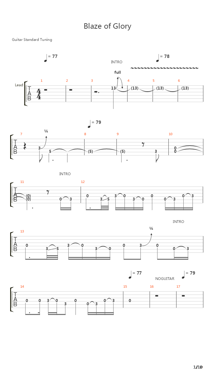 Blaze Of Glory吉他谱