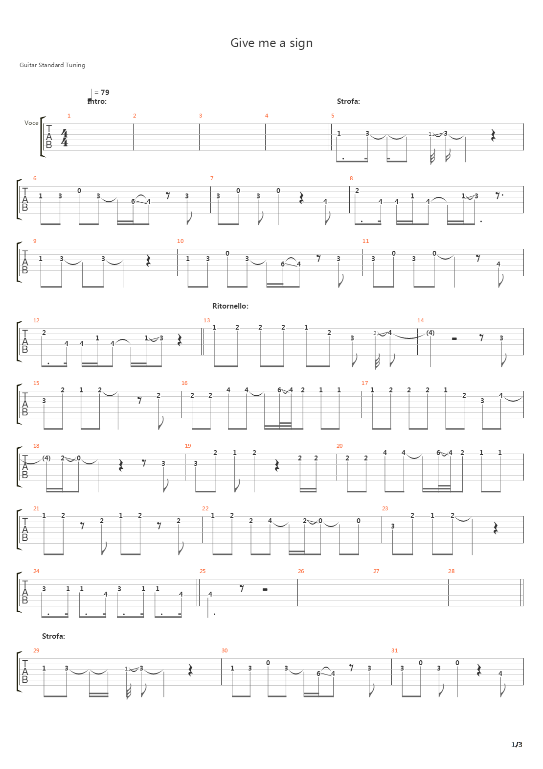 Give Me A Sign吉他谱