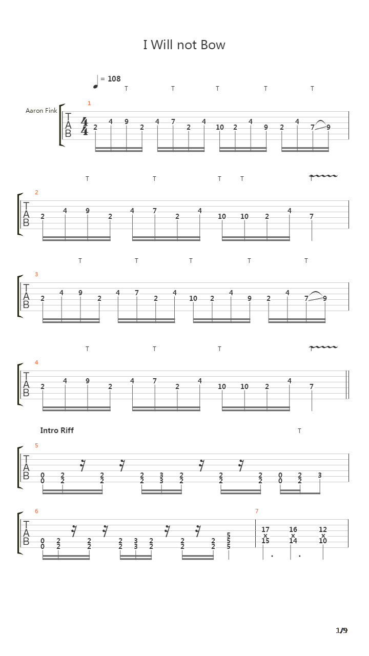 I Will Not Bow吉他谱