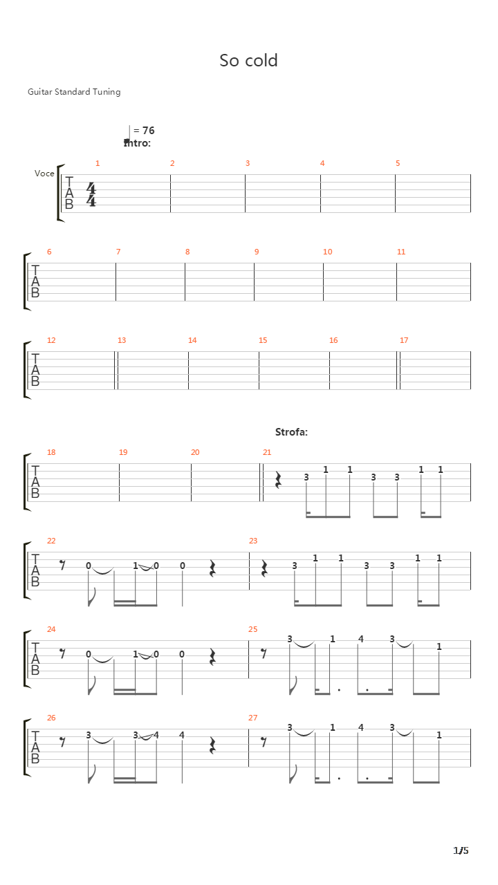 So Cold吉他谱
