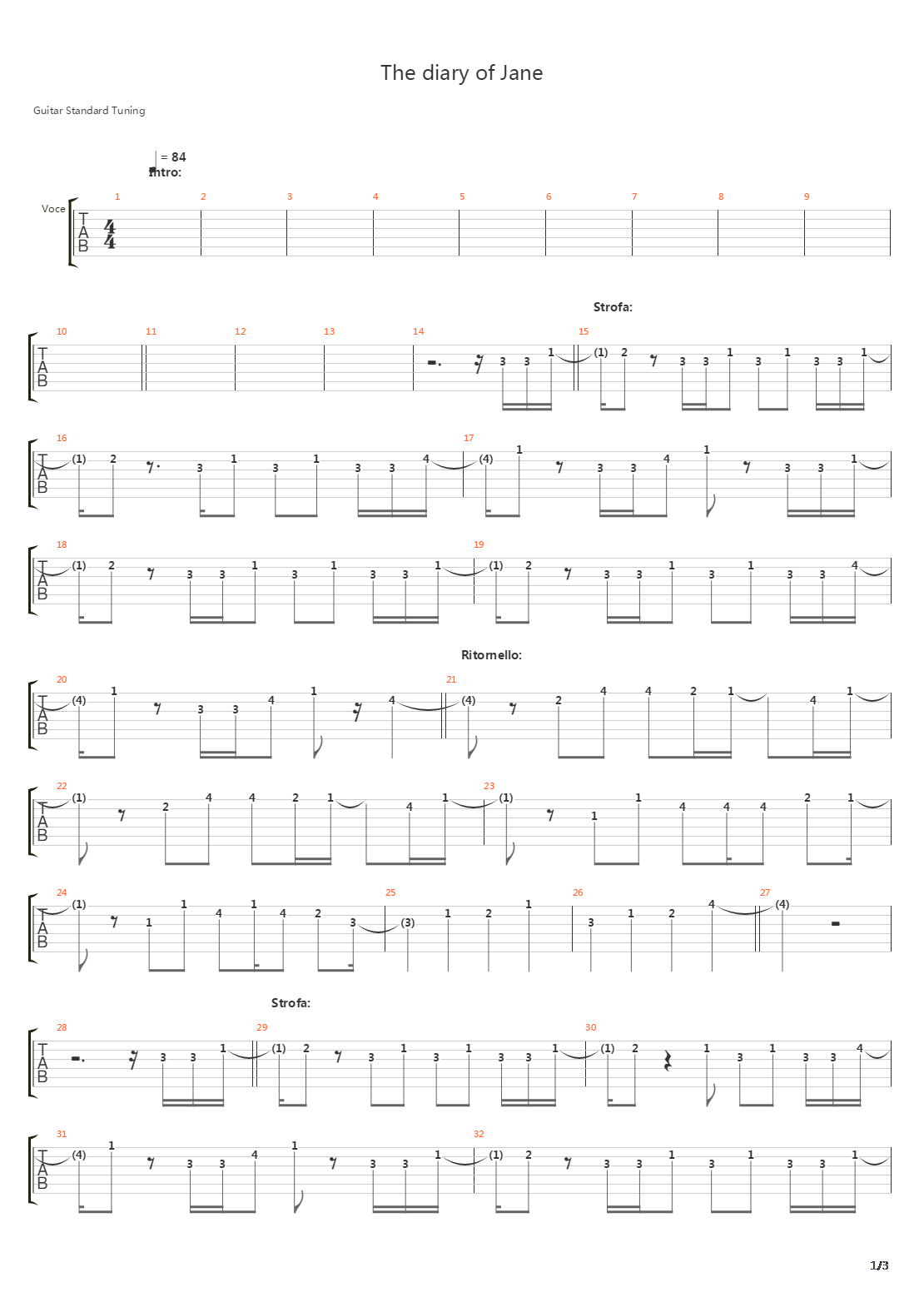 The Diary Of Jane吉他谱