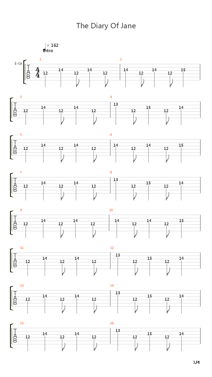 The Diary Of Jane吉他谱