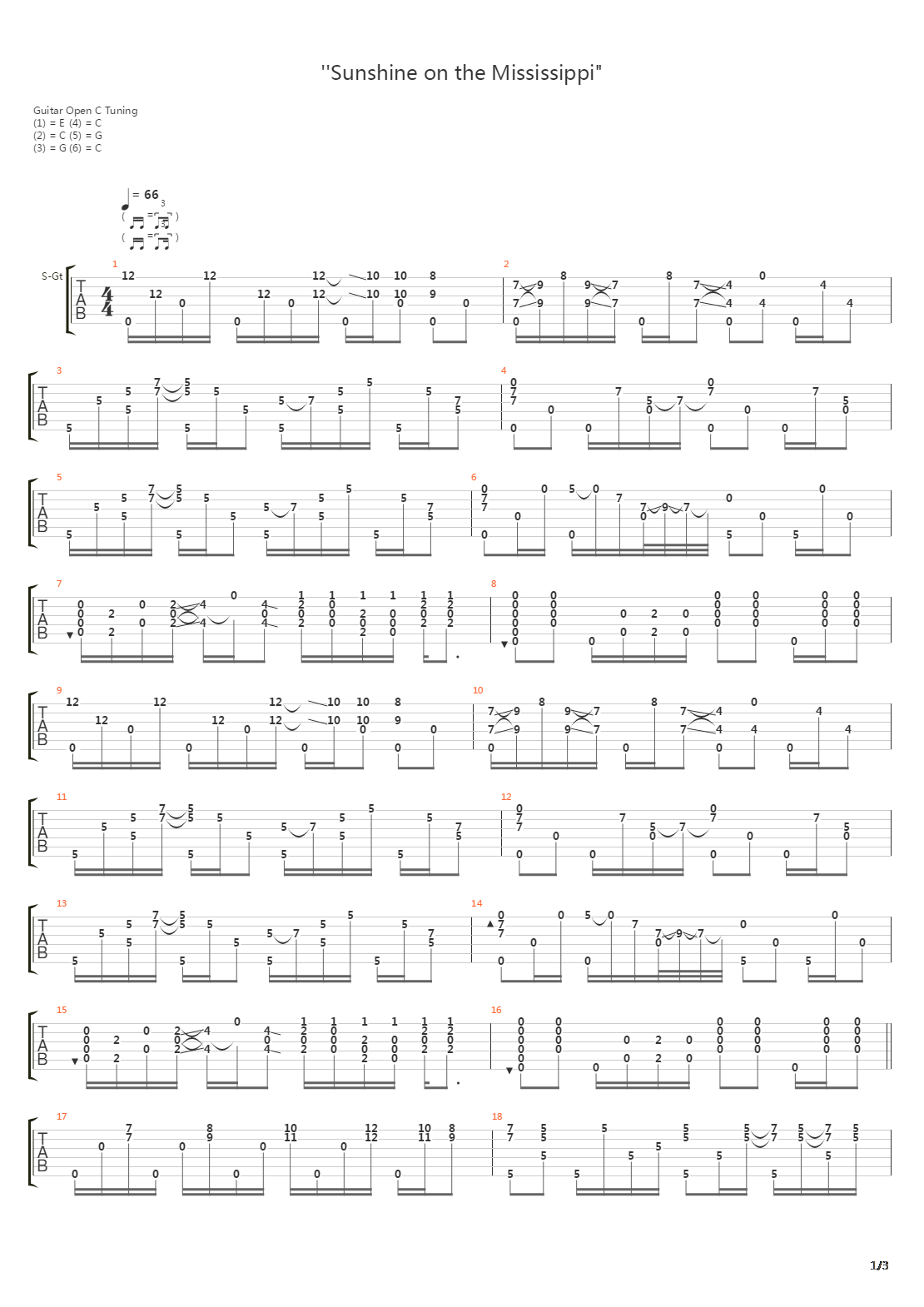 Sunshine On The Mississippi吉他谱