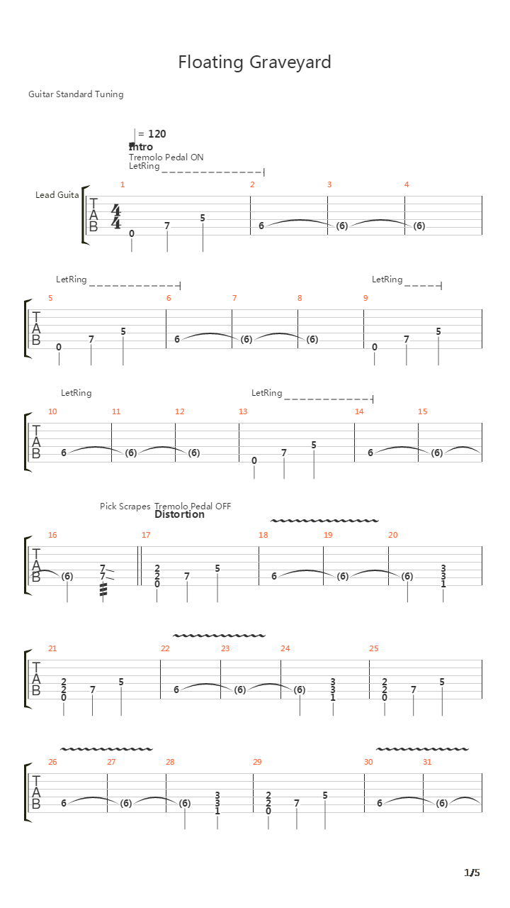 Floating Graveyard吉他谱