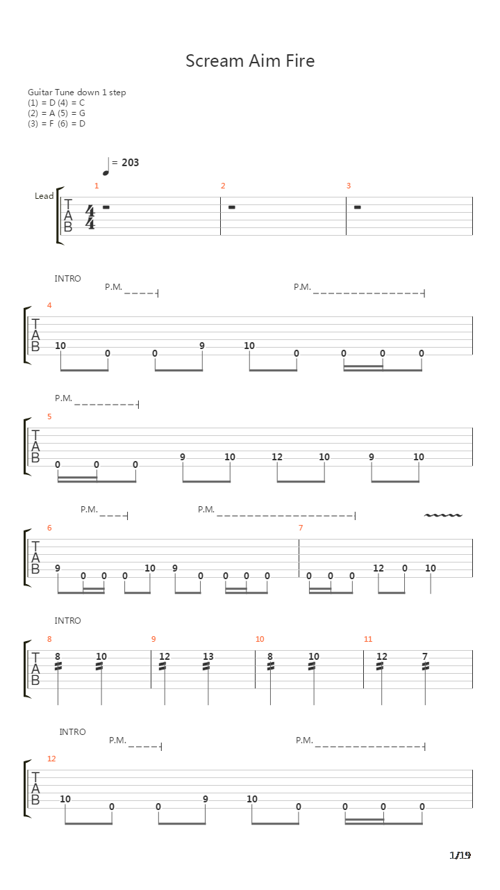 Scream Aim Fire吉他谱