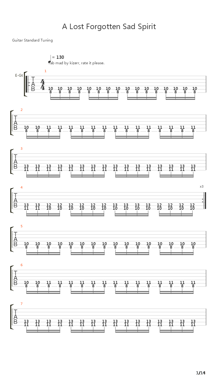 A Lost Forgotten Sad Spirit吉他谱