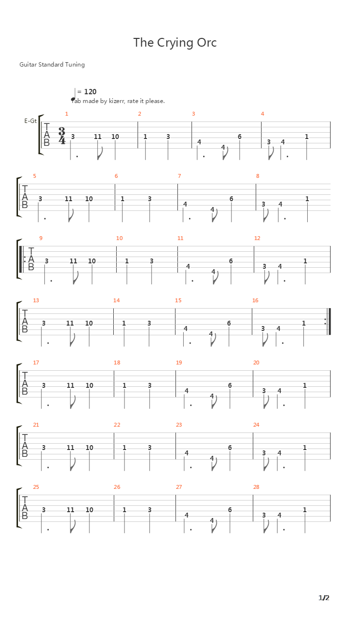 The Crying Orc吉他谱