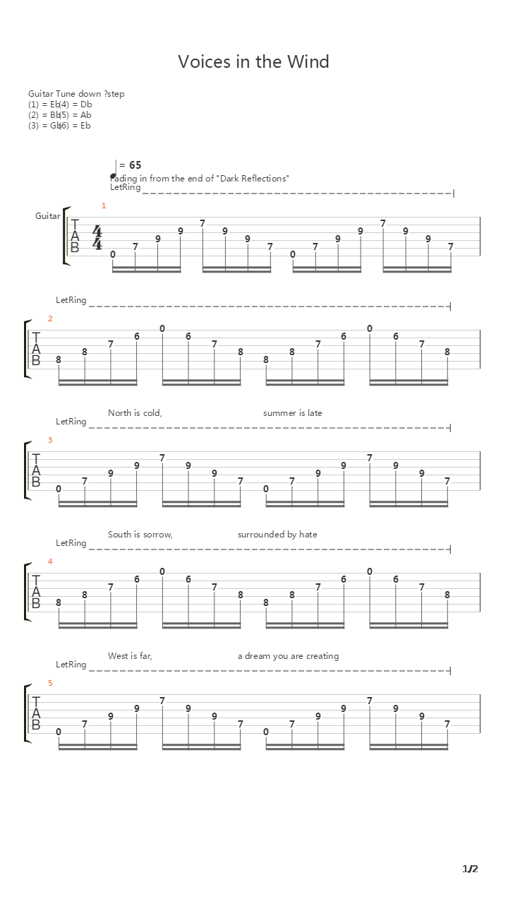 Voices In The Wind吉他谱