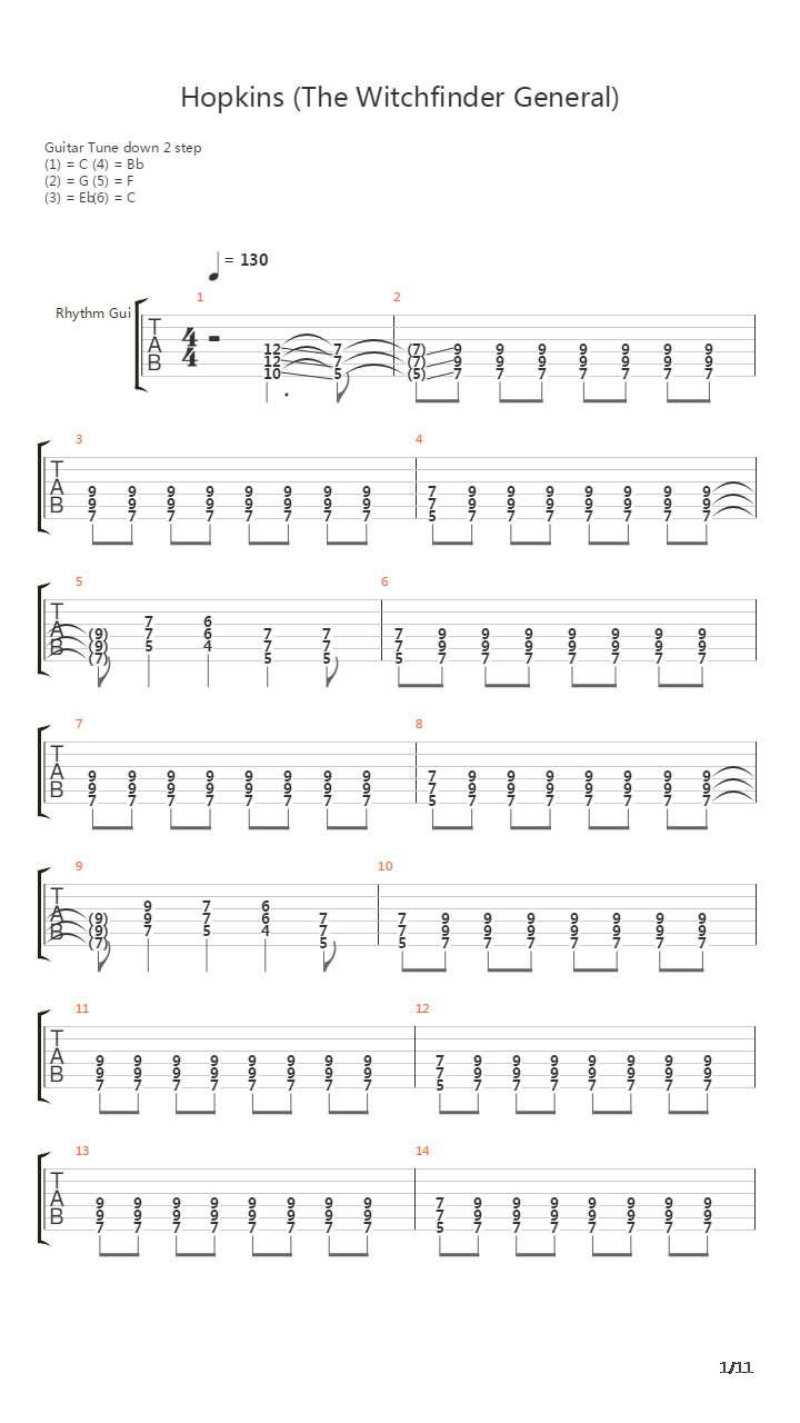Hopkins The Witchfinder General吉他谱