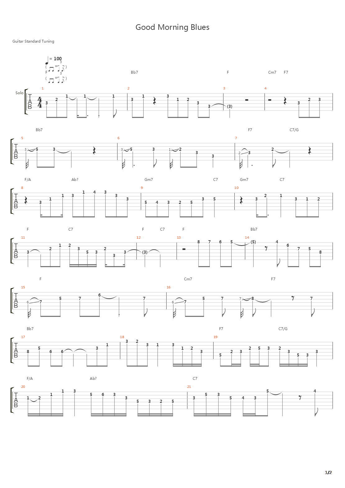 Good Morning Blues吉他谱