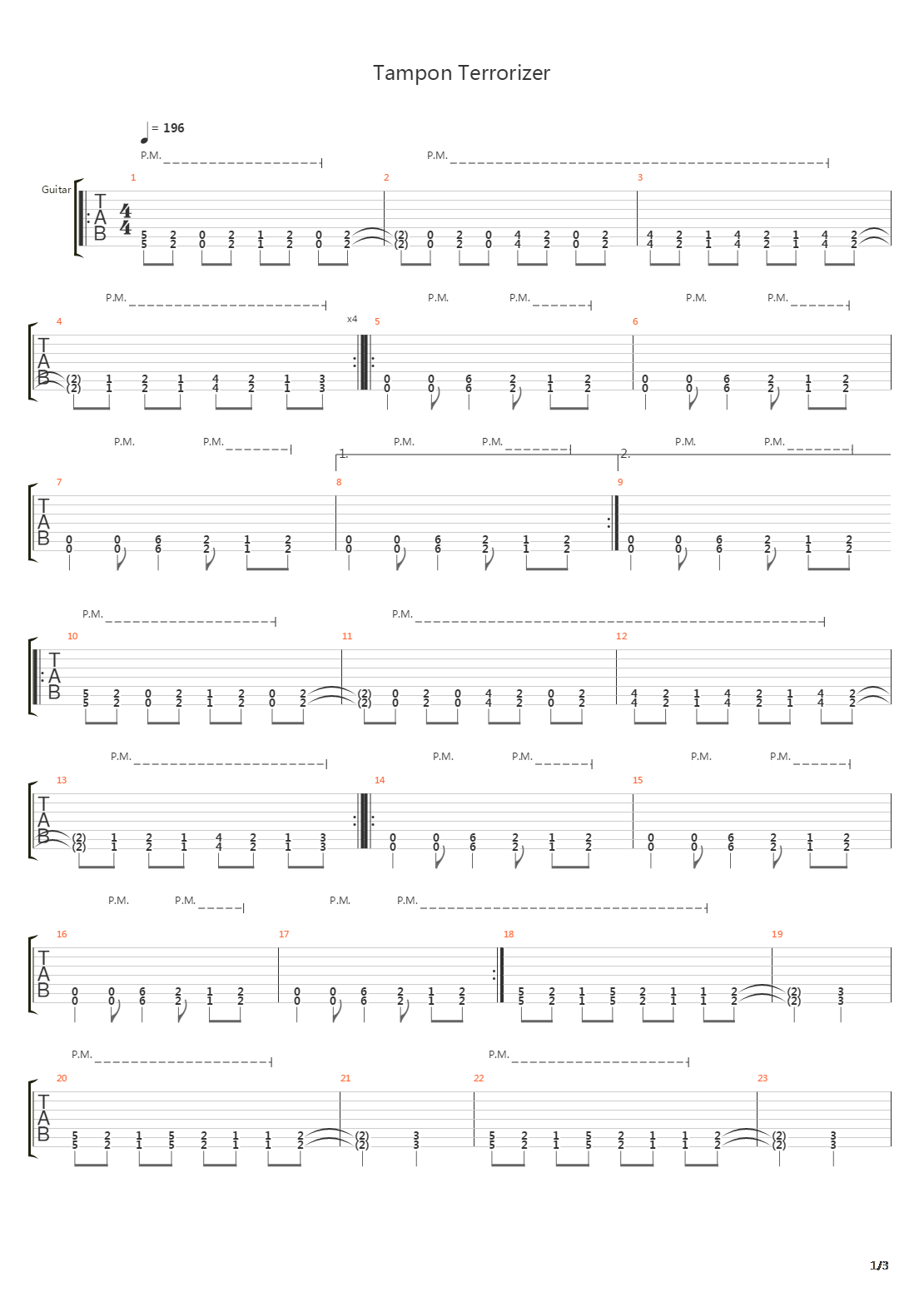 Tampon Terrorizer吉他谱