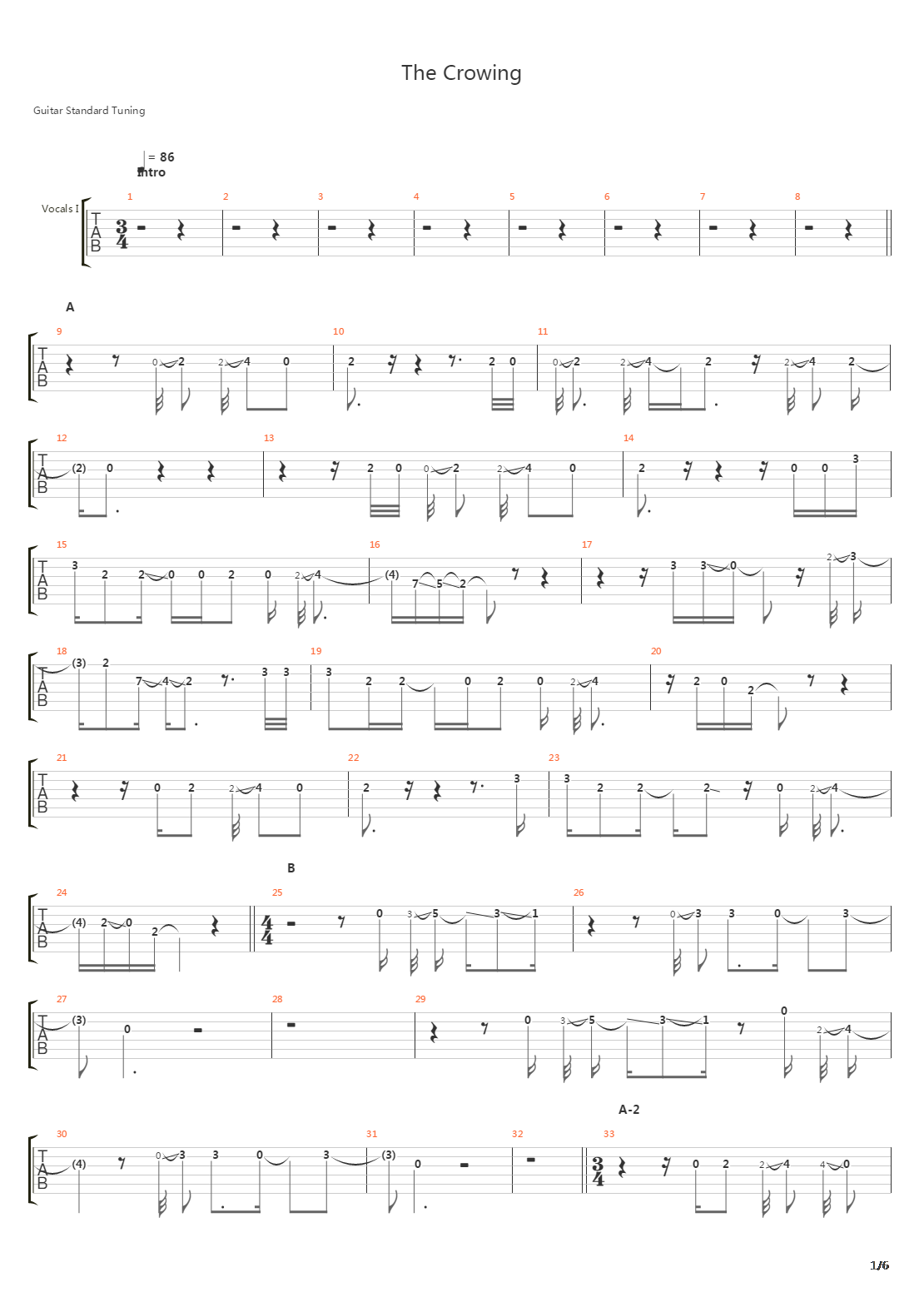 The Crowing吉他谱