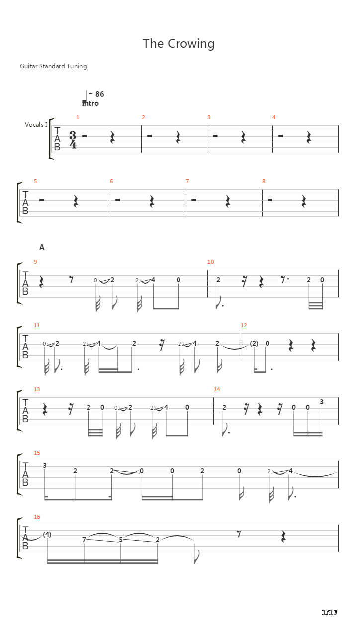 The Crowing吉他谱