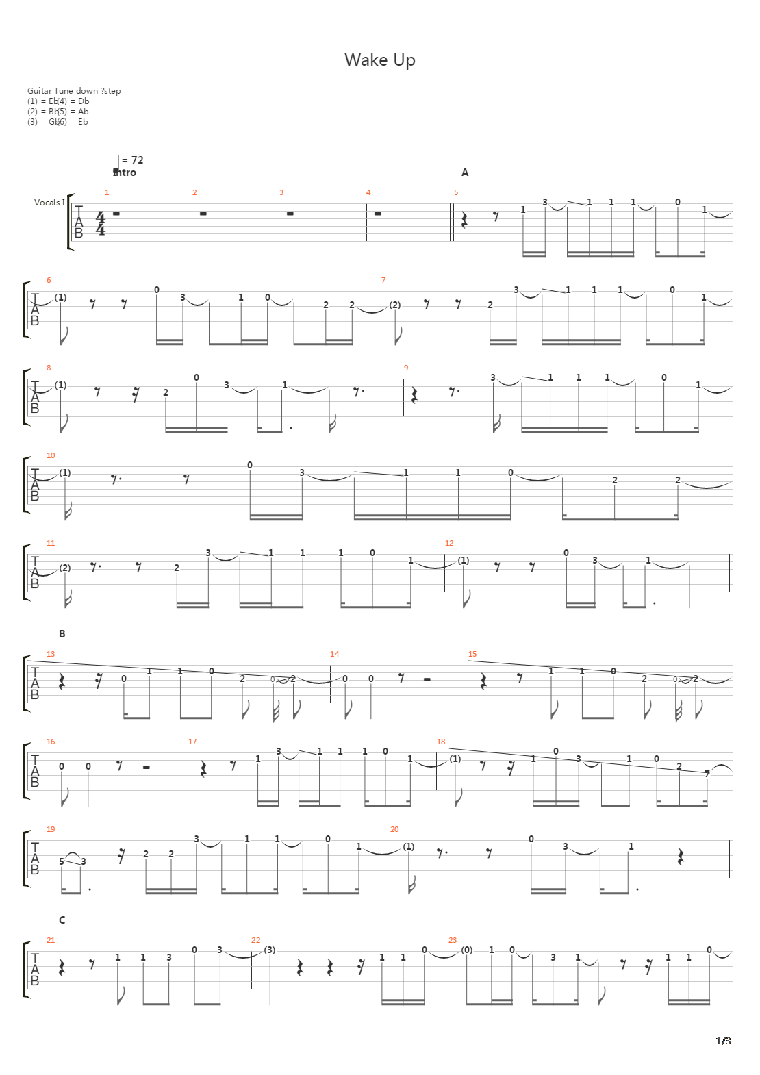 Wake Up吉他谱