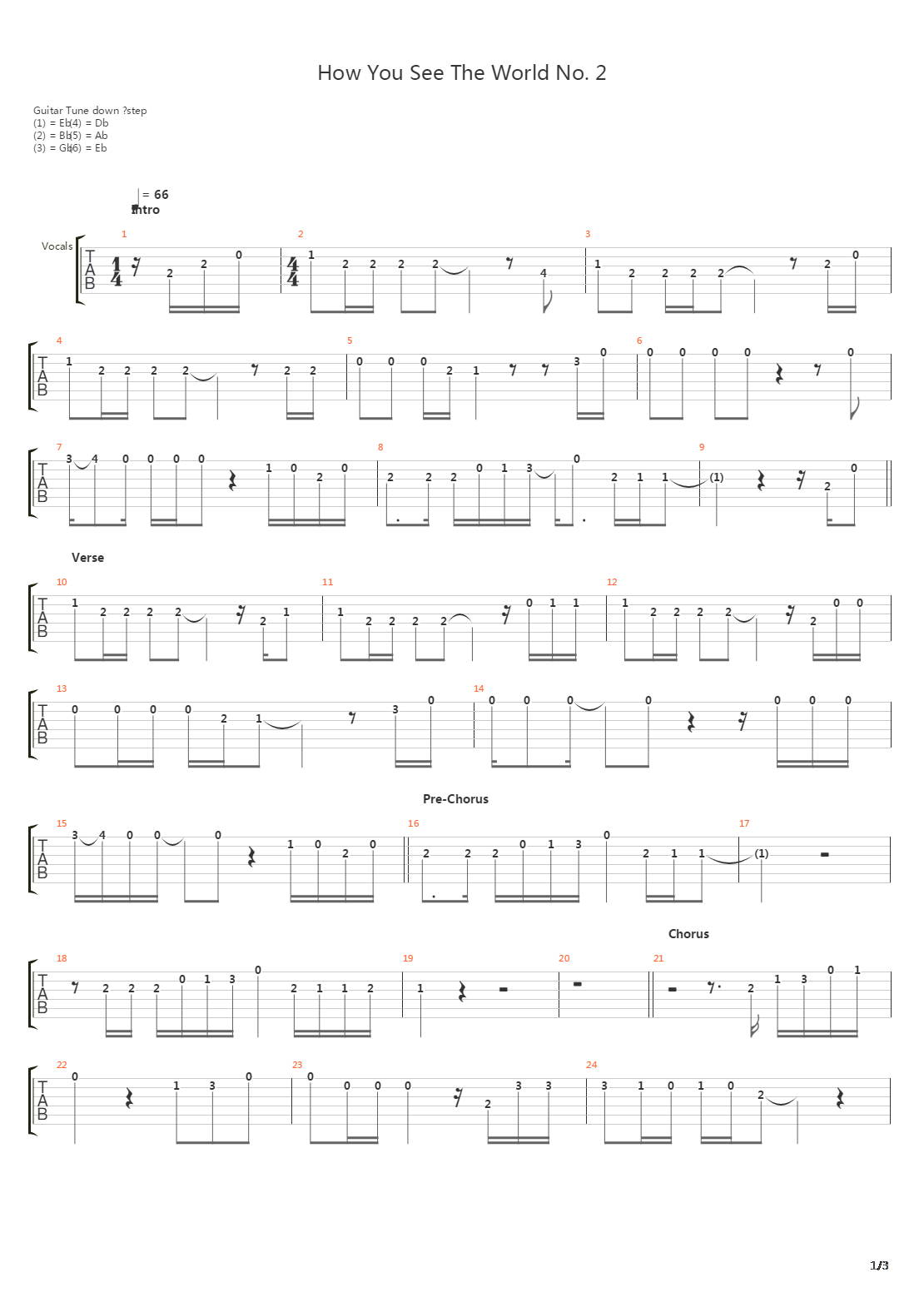 How You See The World No 2吉他谱
