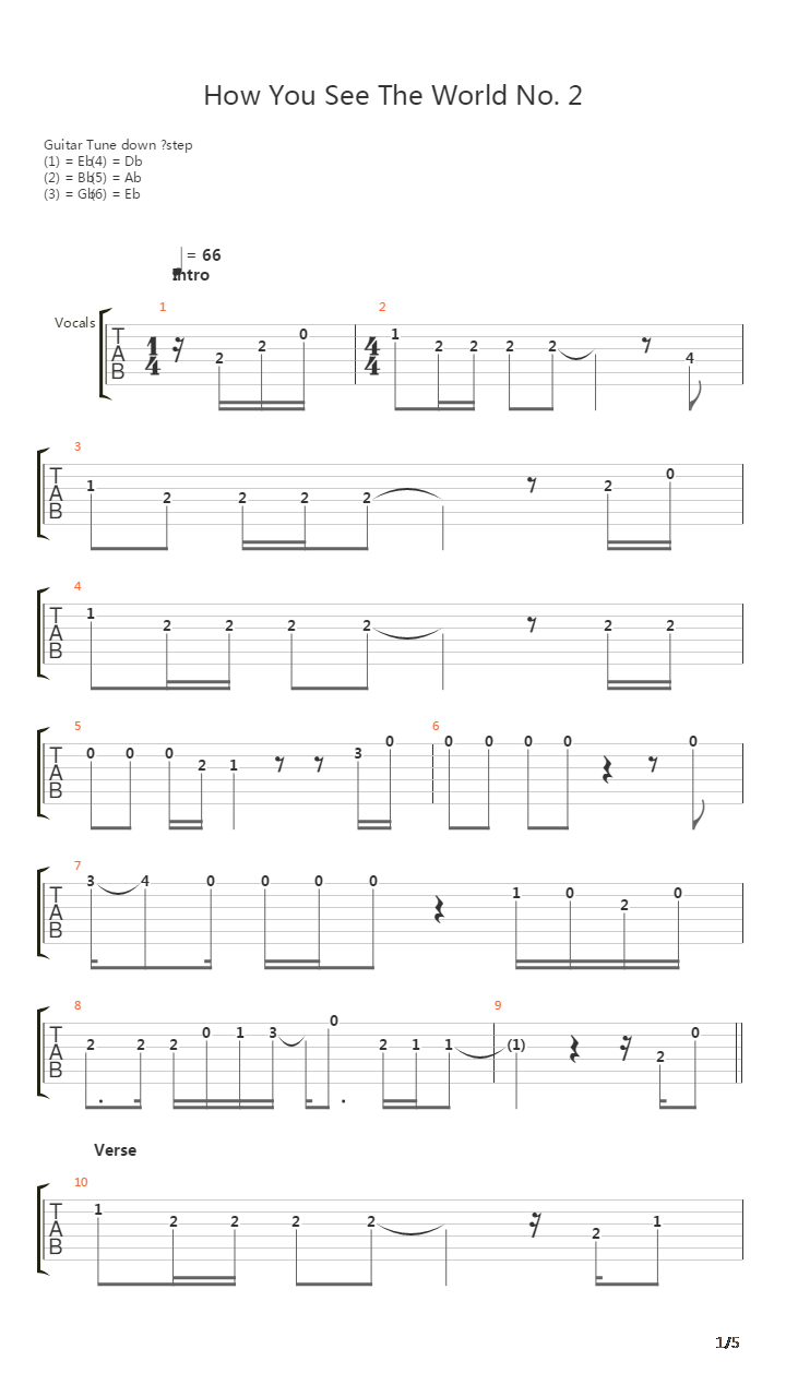 How You See The World No 2吉他谱