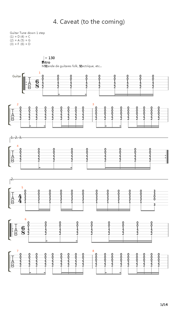 Caveat To The Coming吉他谱