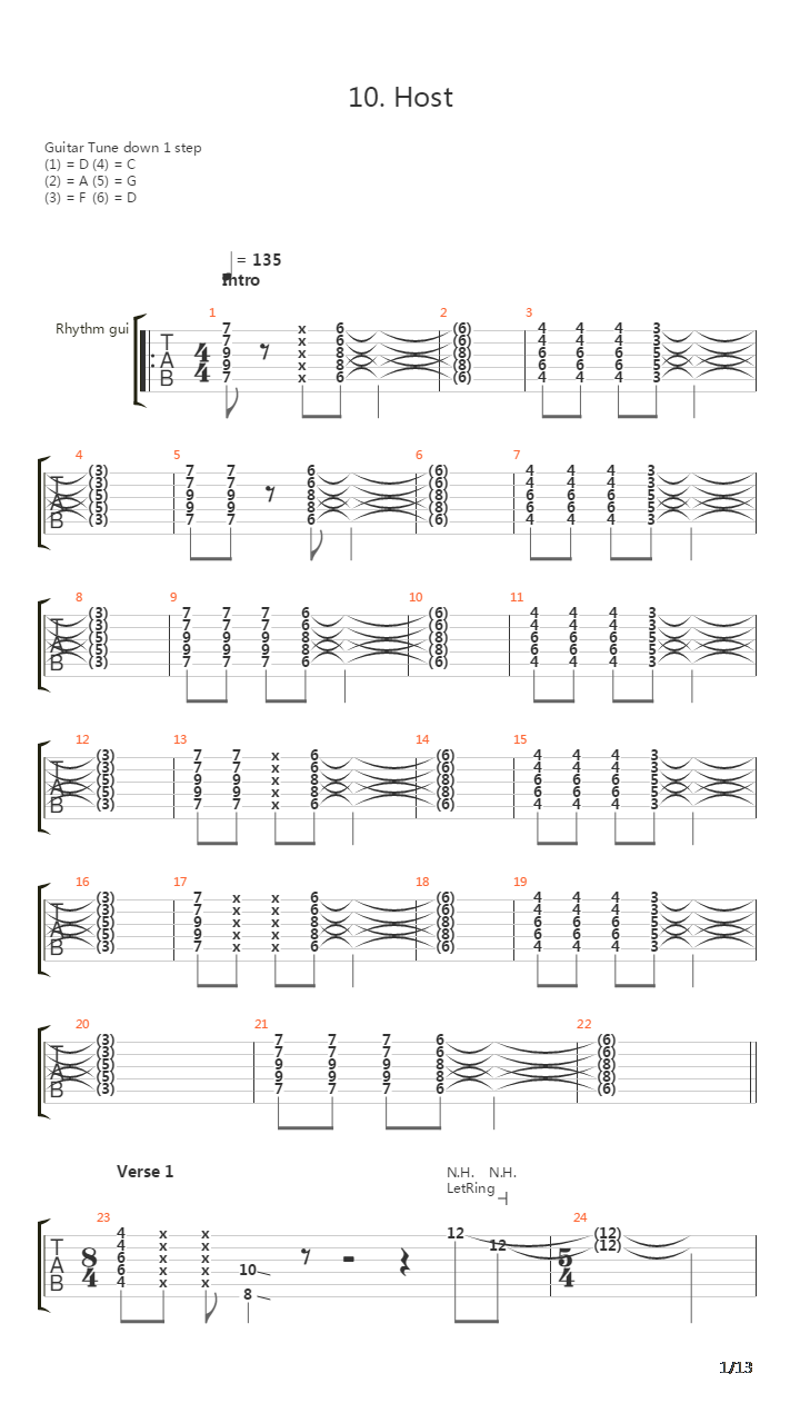 Host吉他谱