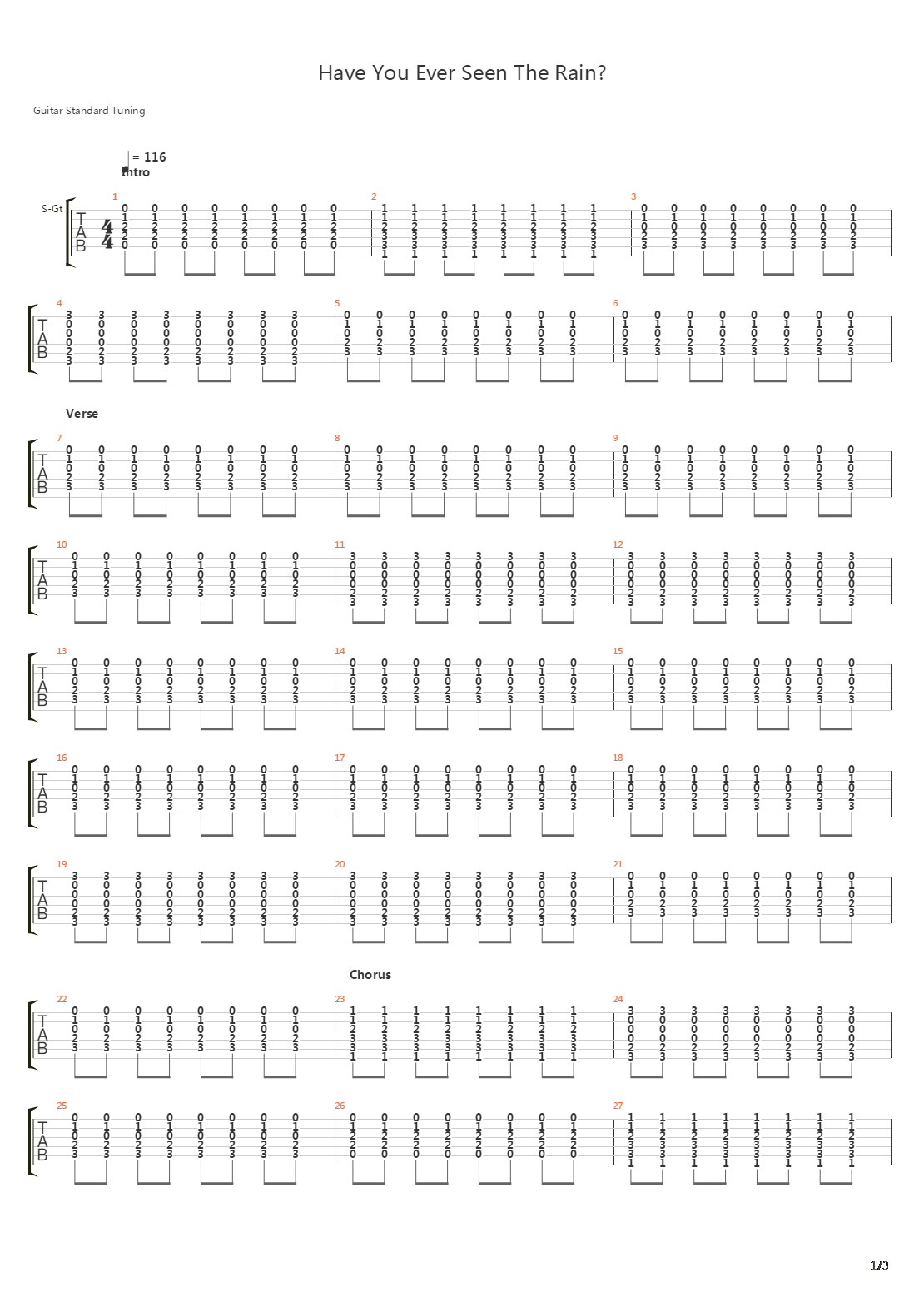 Have You Ever Seen The Rain吉他谱