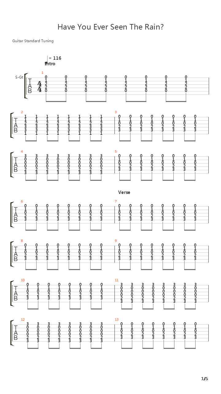 Have You Ever Seen The Rain吉他谱