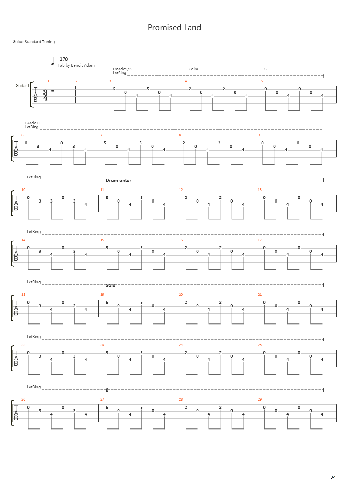 Promised Land吉他谱