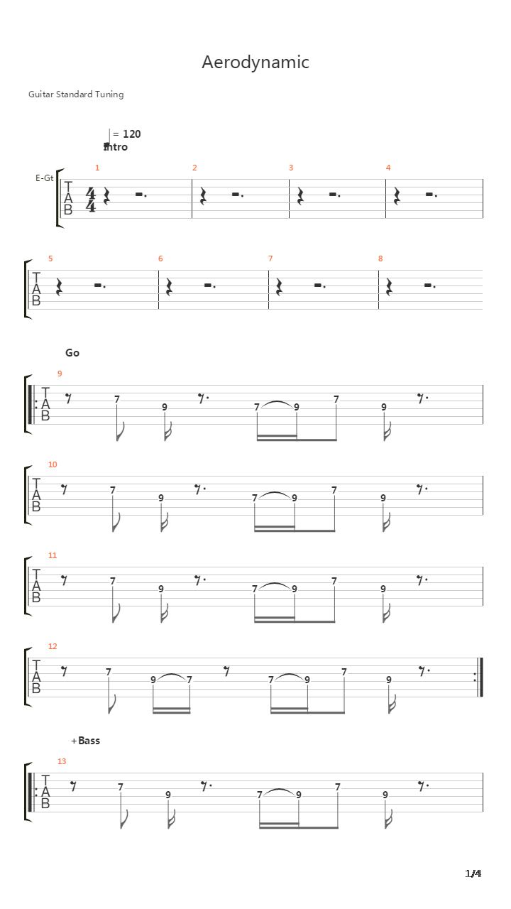 Aerodynamic吉他谱