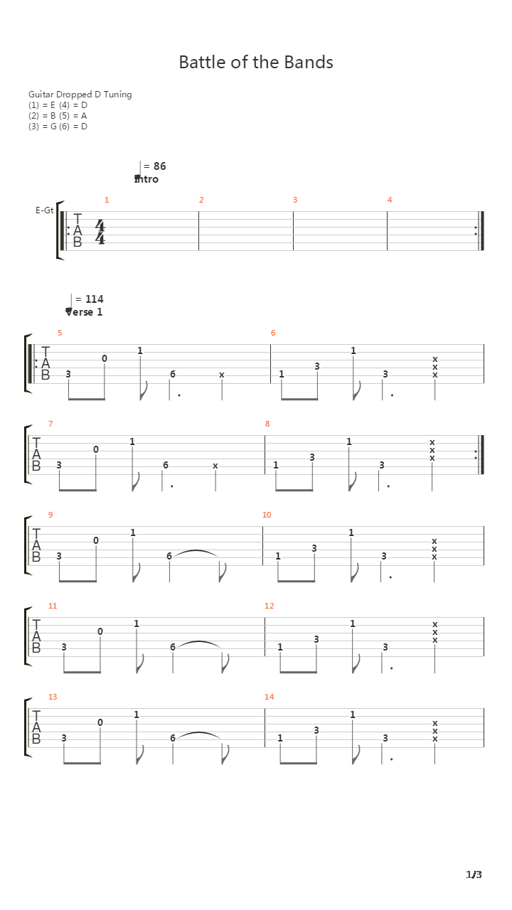 Battle Of The Bands吉他谱