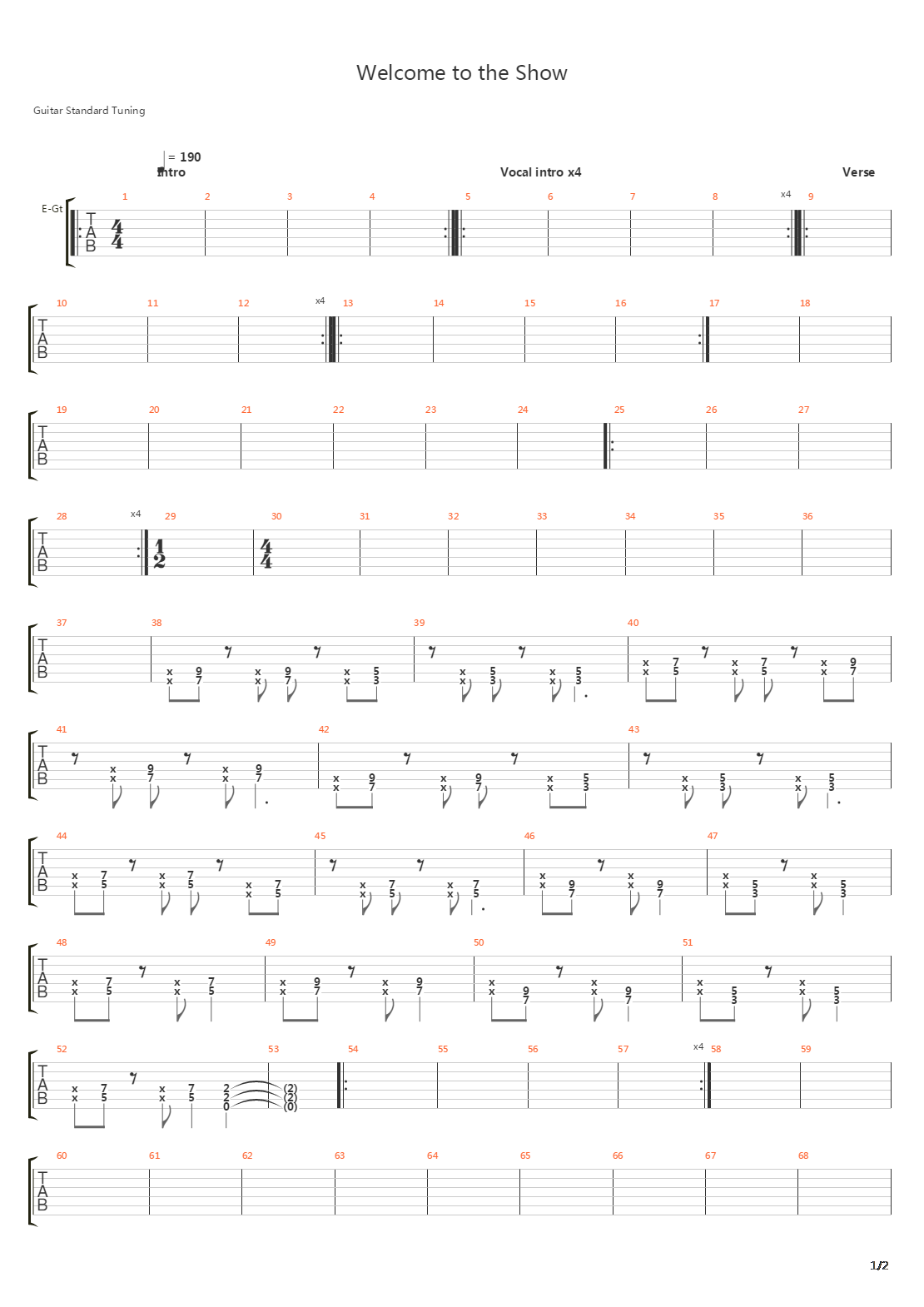 Welcome To The Show吉他谱