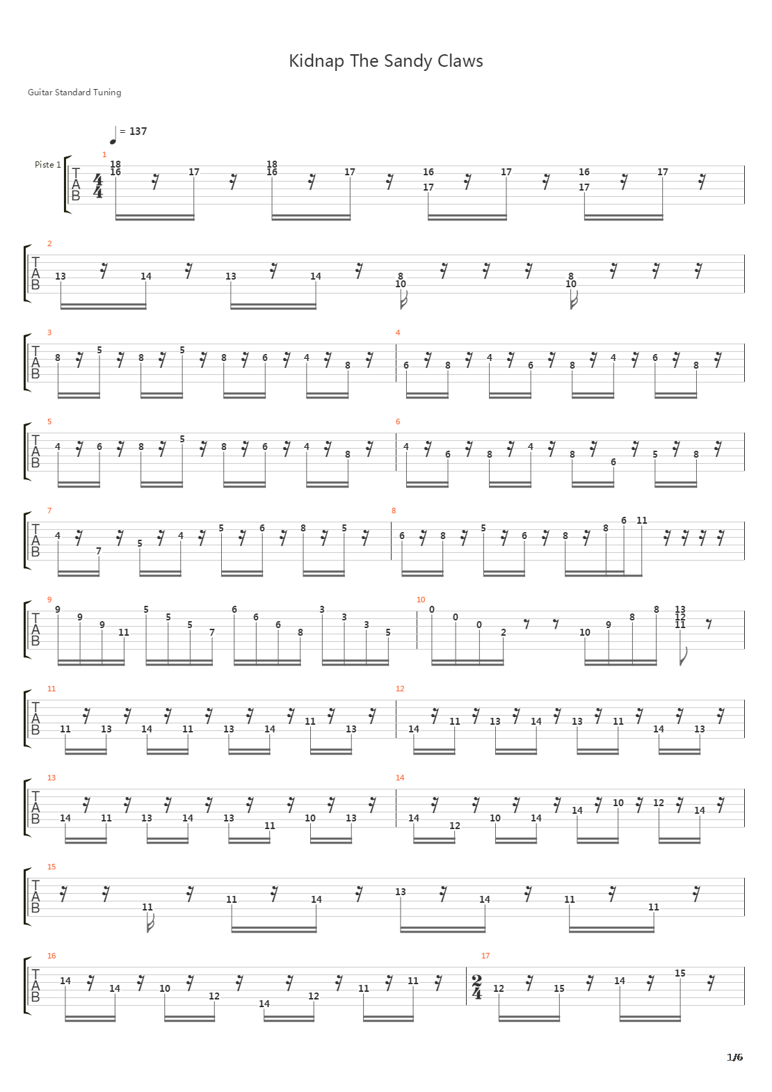 Kidnap The Sandy Claws吉他谱