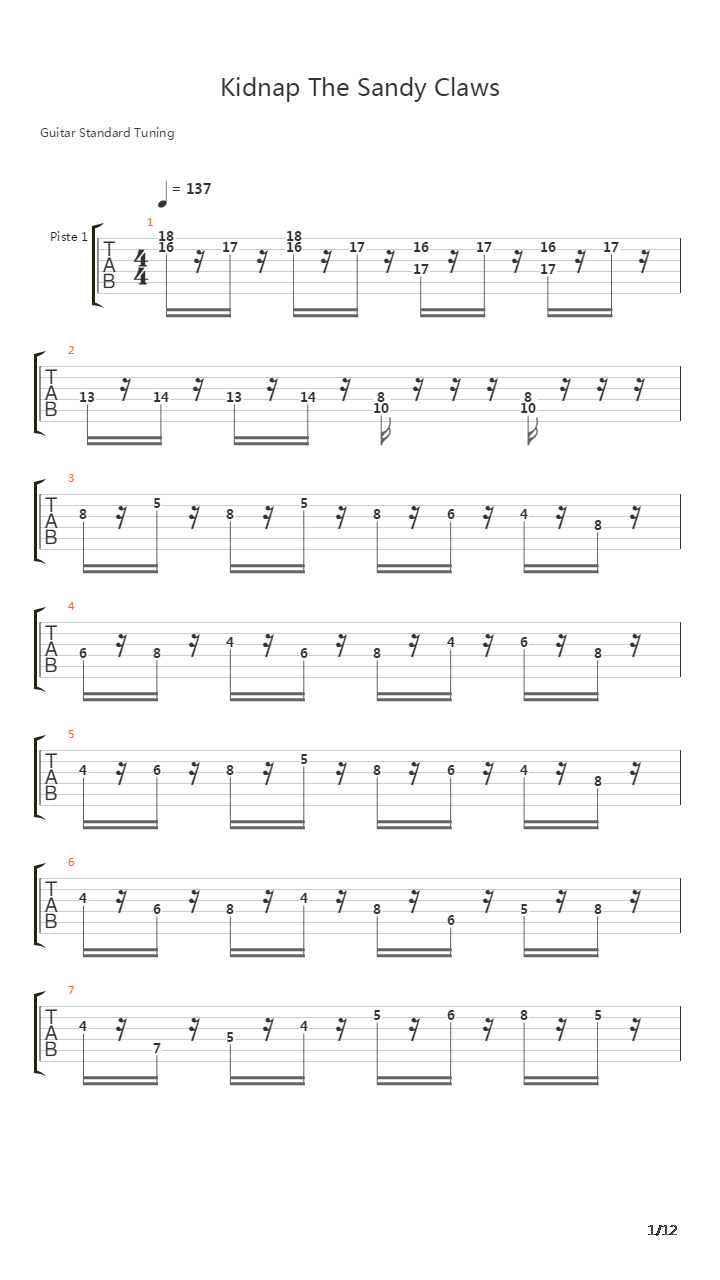 Kidnap The Sandy Claws吉他谱