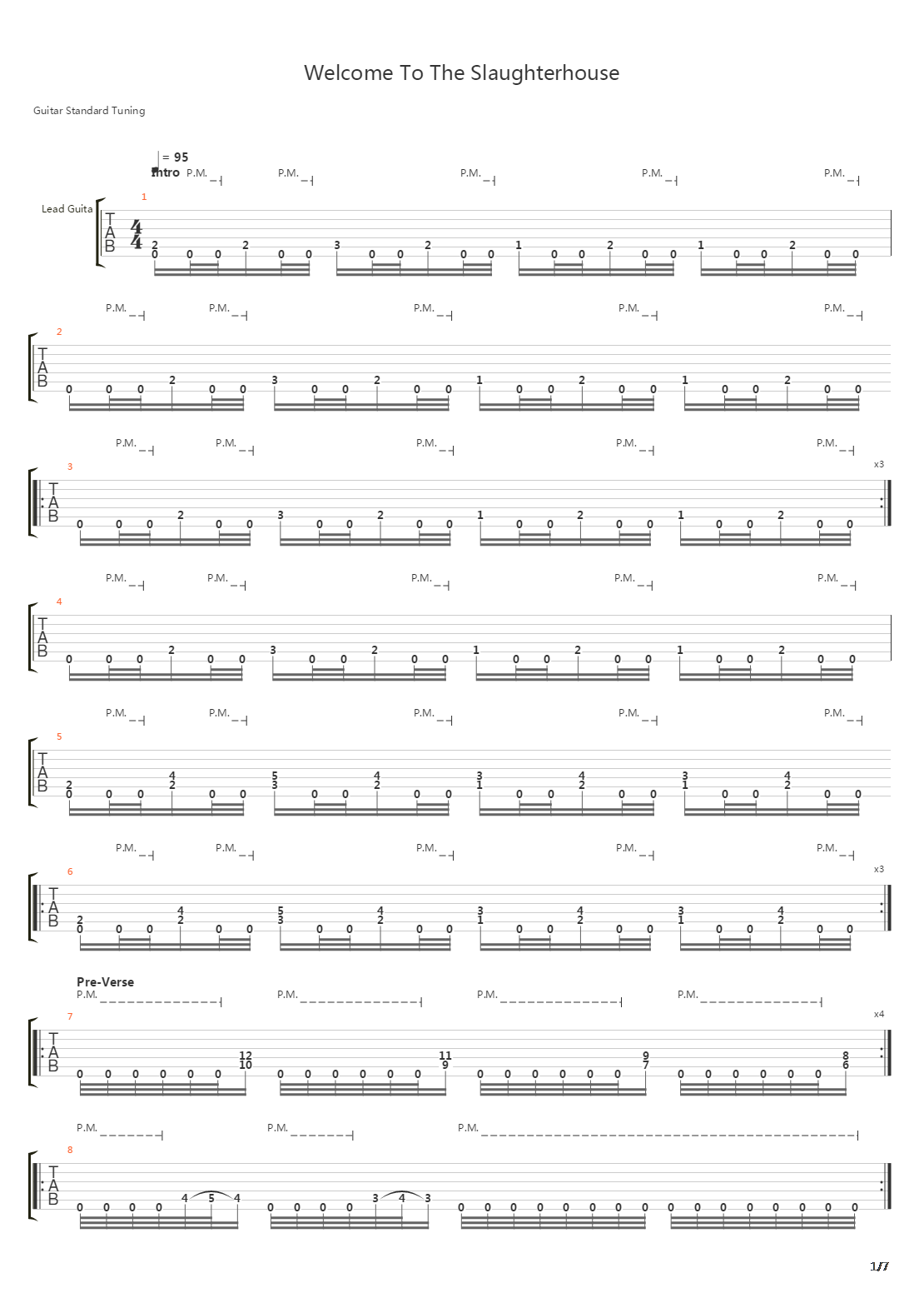 Welcome To The Slaughterhouse吉他谱