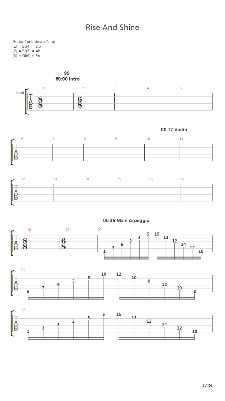 Rise And Shine吉他谱