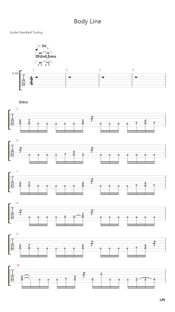 Body Line吉他谱