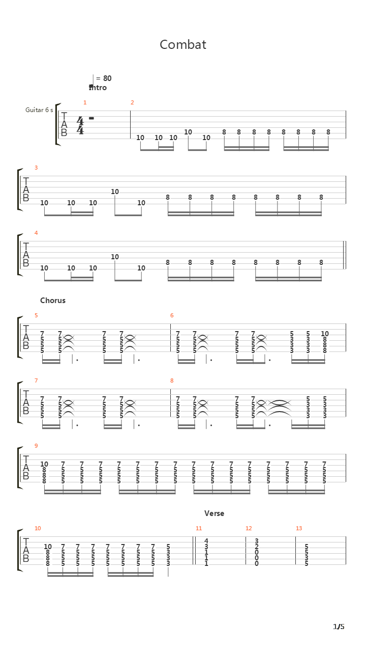 Combat吉他谱