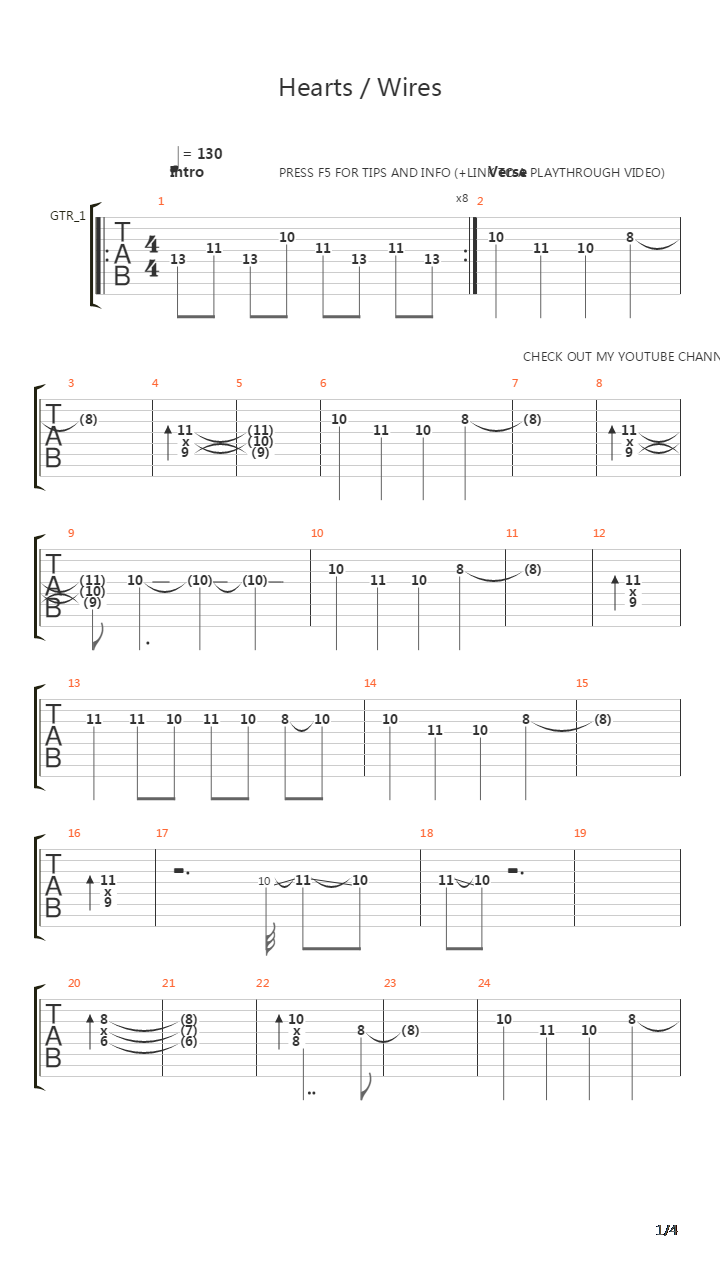 Hearts Wires吉他谱