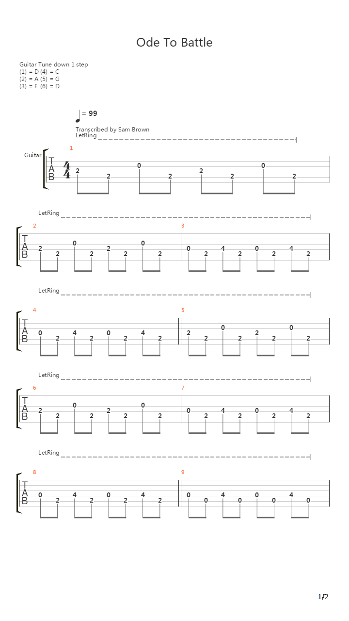 Ode To Battle吉他谱