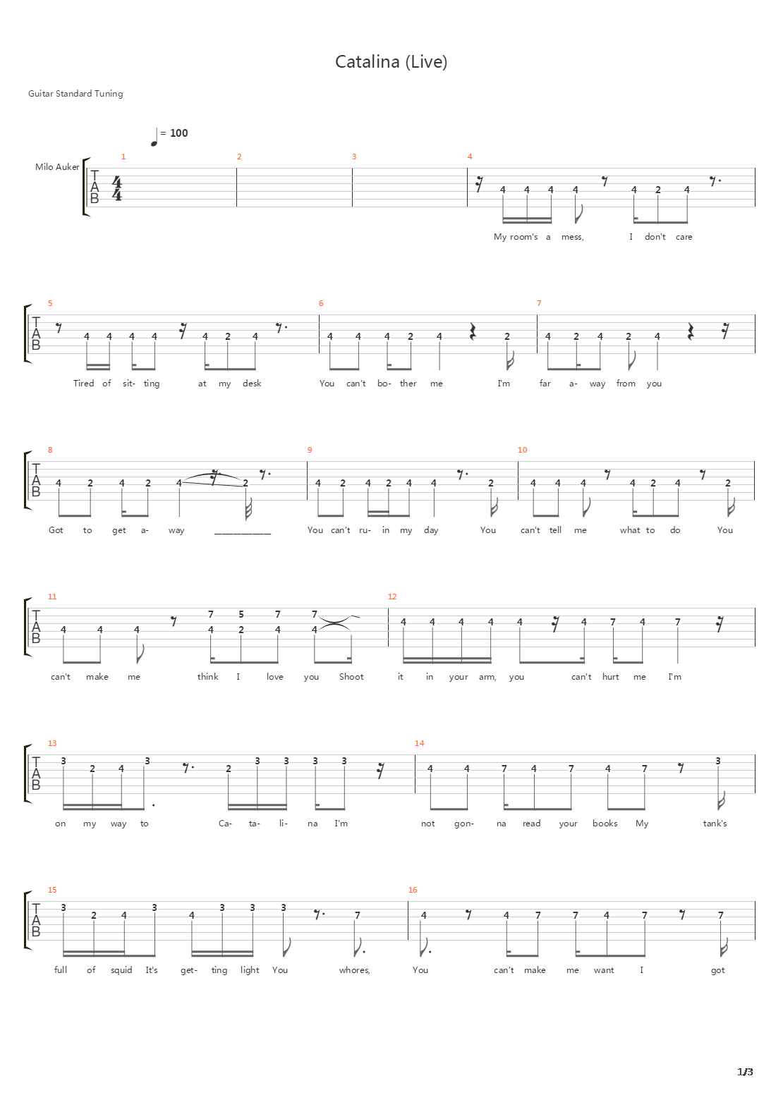 Catalina吉他谱