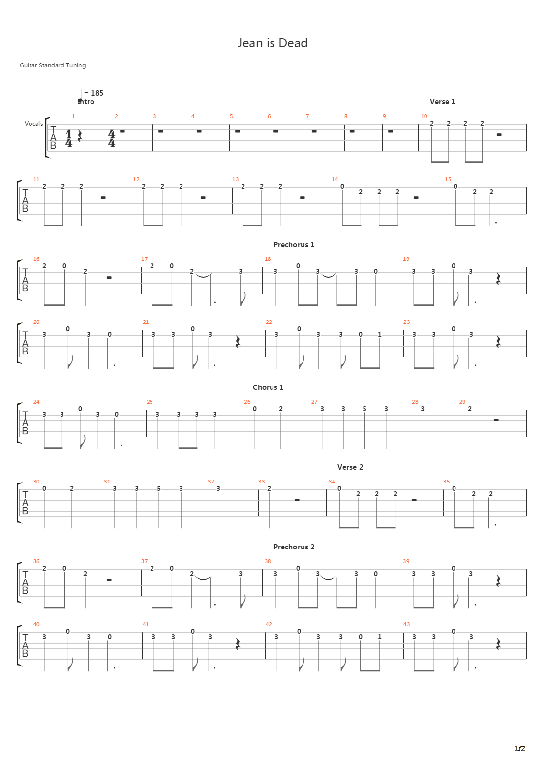 Jean Is Dead吉他谱